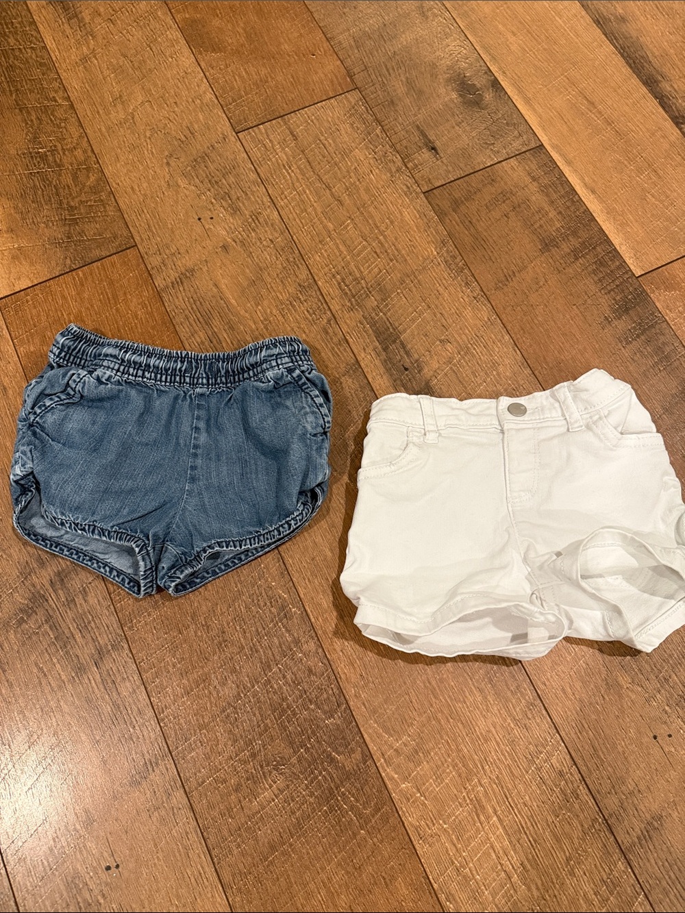 Toddler Denim and White Denim Shorts Duo - Blue & White